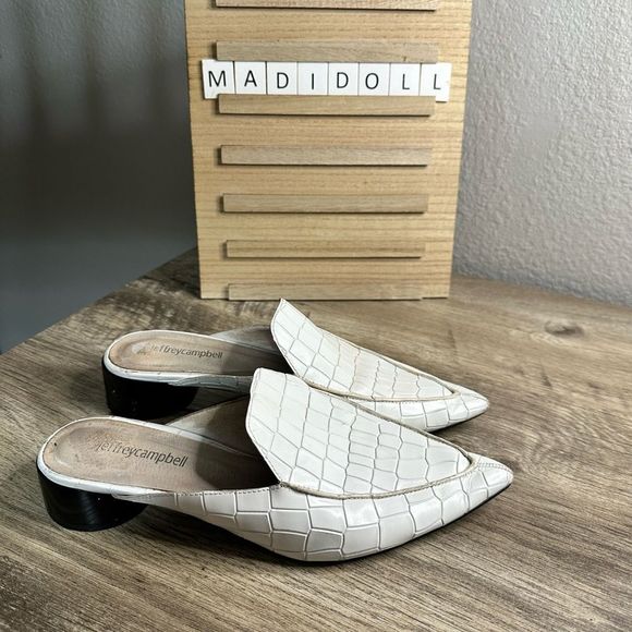 Jeffrey Campbell Shoes - Jeffrey Campbell White Novit Pointed Toe Mules Size 7
